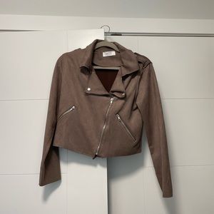 Brown suede moto jacket